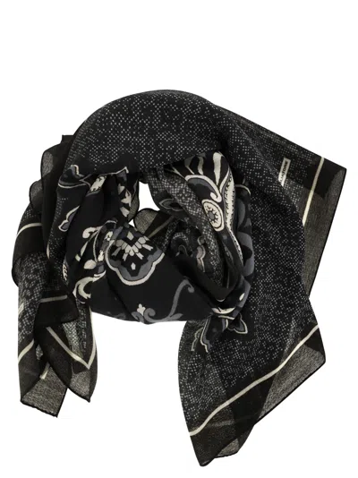 Tagliatore Wool Scarf With Paisley Pattern In Black