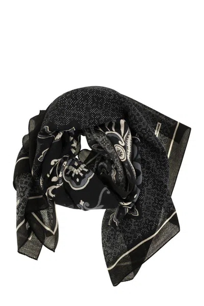 Tagliatore Wool Scarf With Paisley Pattern In Black