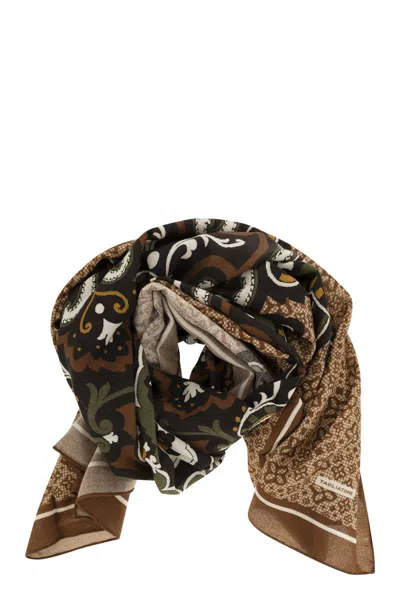 Tagliatore Wool Scarf With Paisley Pattern In Brown