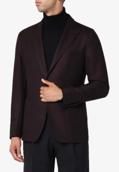 Tagliatore Wool Single-breasted Blazer In Burgundy