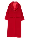 Tagliatore Long Wool Coat With Notched Lapels And Flap Pockets In Red