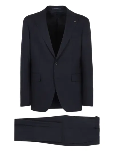 Tagliatore Wool Single-breasted Suit In Blue