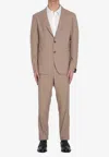 Tagliatore Men Two-piece Suit In Wool And Silk Blend In Beige