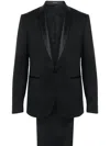 Tagliatore Single-breasted Wool Blend Suit With Satin Lapels In Black