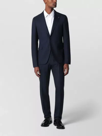 Tagliatore Wool Single Breasted Suit Notch Lapel In Blue