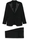 Tagliatore Tailored Black Suit With Satin Lapel In Black