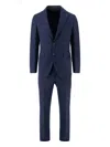 Tagliatore Blue Single-breasted Suit With Notched Revers And Brooch Detail On The Front In Blue