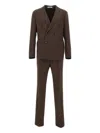 Tagliatore Double-breasted Suit Trousers Structured Shoulders In Brown