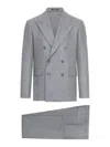 Tagliatore Tailored Double Breasted Wool Suit In Grey