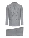 Tagliatore Tailored Double Breasted Wool Suit In Grey Silver