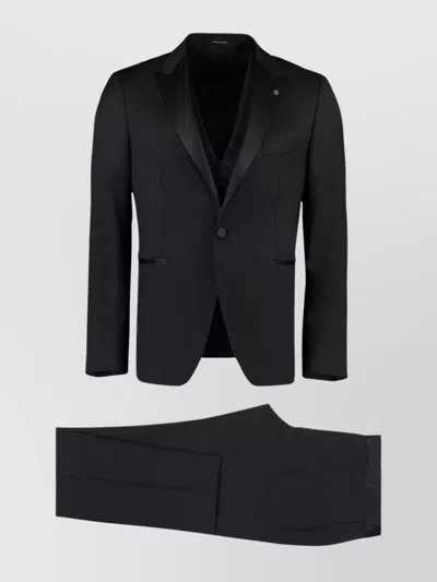 Tagliatore Wool Suit Satin Lapel