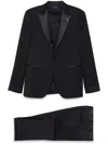 Tagliatore Blue Tailored Suit With Satin Lapel And Shoulders In Blue