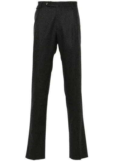 Tagliatore Tailored Grey Trousers With Flared Hem In Black