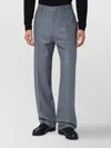 Tagliatore Wool Trousers With Wide Leg And Pockets In Blue