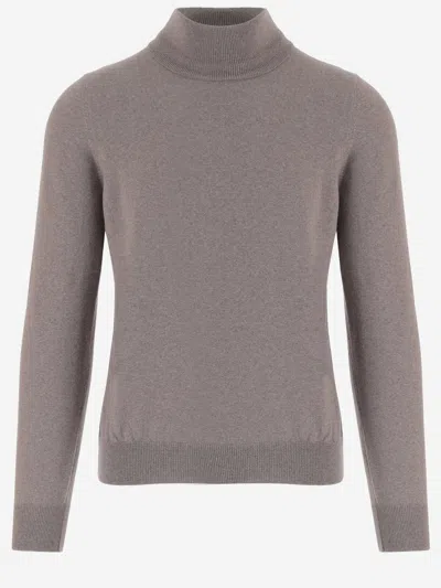 Tagliatore Wool Turtle Neck Sweater In Brown