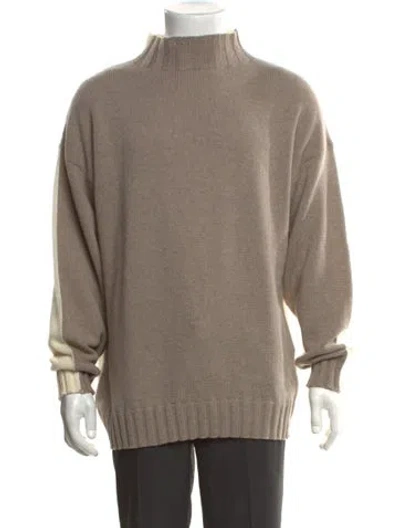 Pre-owned Tagliatore Wool Turtleneck Pullover W/ Tags In Neutral