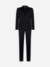 Tagliatore Blue Virgin Wool Tuxedo Suit In Black