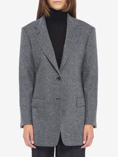 Tagliatore Wool Tweed Jacket In Gray