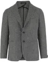 Tagliatore Dark Grey Tweed Single-breasted Blazer In Gray