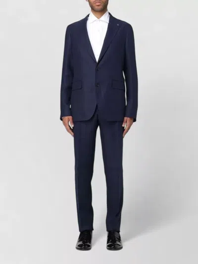 Tagliatore Wool Two Piece Suit Buttoned Cuffs In Blue