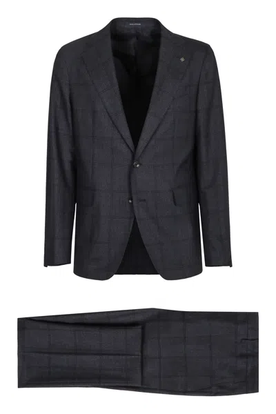 Tagliatore Checked-pattern Two-button Suit In Gray