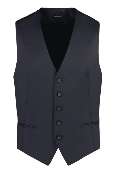 Tagliatore Wool Vest In Blue
