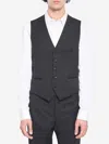 Tagliatore Wool Vest With Adjustable Buckle Strap In Black