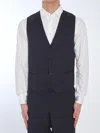 Tagliatore Wool Vest With Adjustable Buckle Strap In Blue