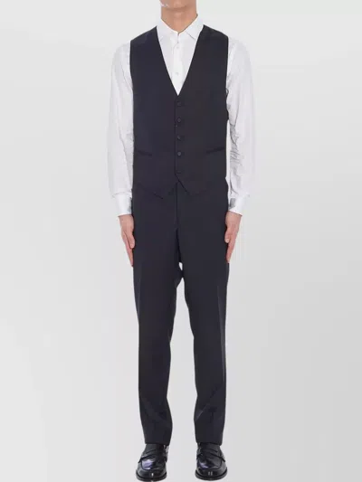 Tagliatore Wool Vest Sleeveless Buckle Strap In Black