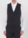 Tagliatore Wool Vest With Adjustable Buckle Strap In Black