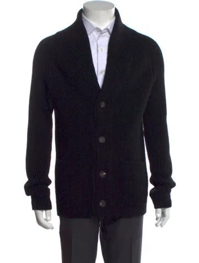 Pre-owned Tagliatore Wool V-neck Cardigan In Black