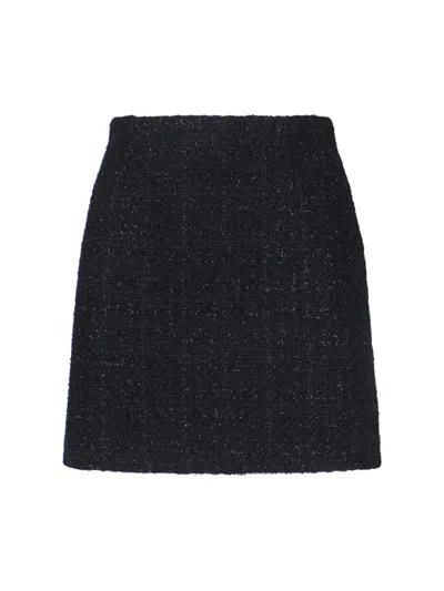 Tagliatore Wool-blend Mini Skirt With Cotton & Polyamide Construction In Black