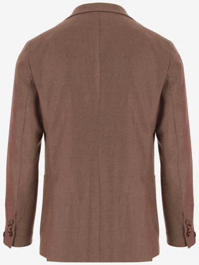 Tagliatore Wool-cashmere Blend Jacket In Brown