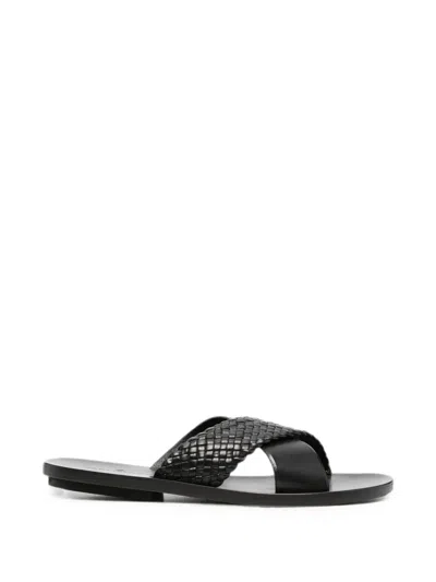 Tagliatore Woven Crossover Sandals In Black
