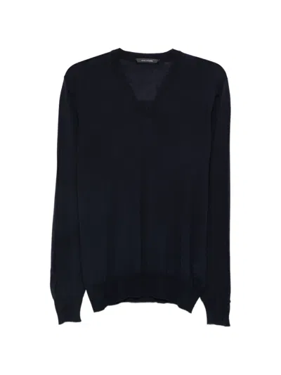 Tagliatore Xavier V-neck Sweater In Black