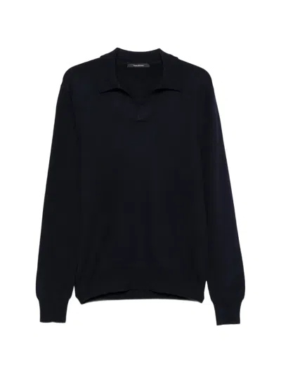 Tagliatore Zayn Virgin-wool Polo Sweater In Blue