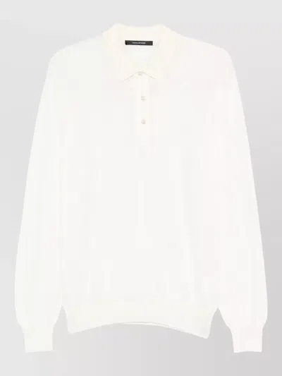 Tagliatore Zeno Long Sleeve Polo Knitwear In White