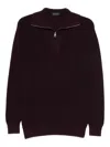 Tagliatore Zip-neck Wool Sweater In Black