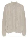 Tagliatore Zip-up Cable-knit Cardigan In Neutral