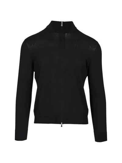 Tagliatore Zip-fastening Roll-neck Sweater In Black