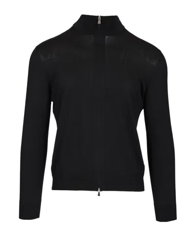Tagliatore Zip-up High-neck Cardigan In Black