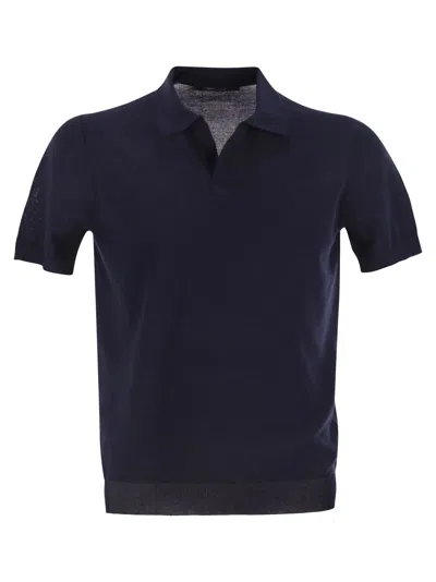 Tagliatore Basic Short Sleeved Cotton Polo Shirt In Black