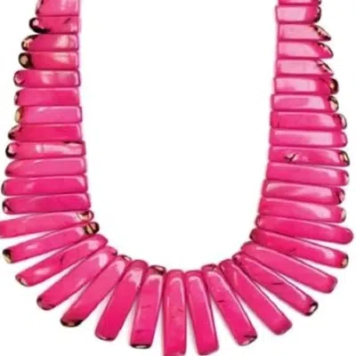 Tagua Jewelry Amazon Necklace In Fuchsia In Red