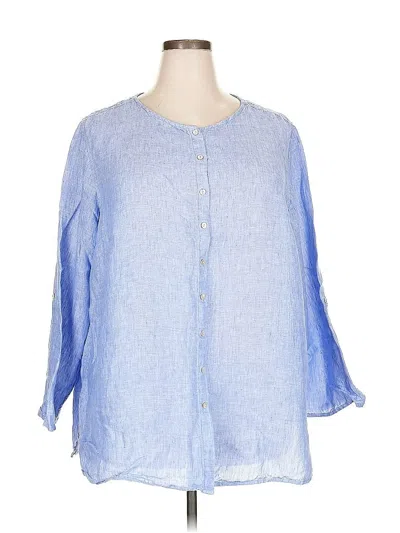 Pre-owned Tahari 3/4 Sleeve Blouse In Blue