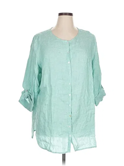 Pre-owned Tahari 3/4 Sleeve Blouse In Blue