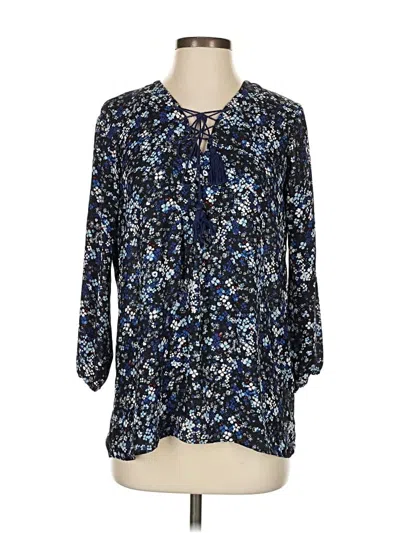 Pre-owned Tahari 3/4 Sleeve Blouse In Blue