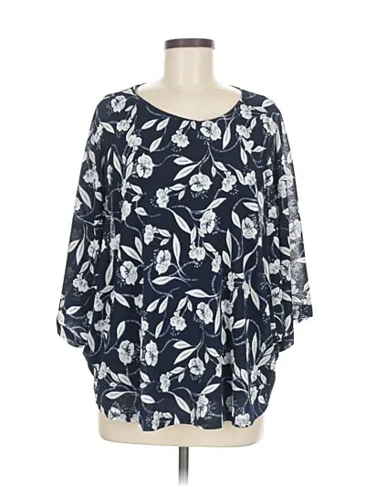 Pre-owned Tahari 3/4 Sleeve Blouse In Blue