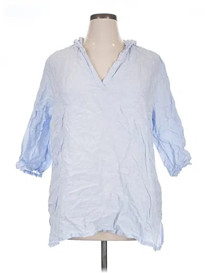 Pre-owned Tahari 3/4 Sleeve Blouse In Blue