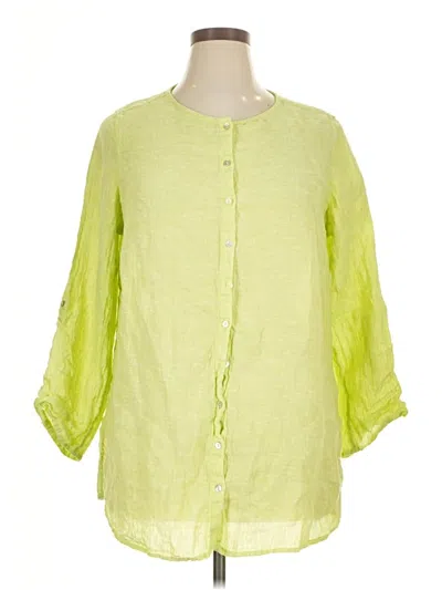 Pre-owned Tahari 3/4 Sleeve Blouse In Green