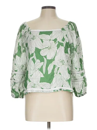 Pre-owned Tahari 3/4 Sleeve Blouse In Green